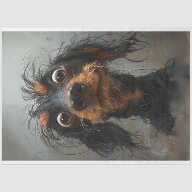 Papel De Seda Dachshund Blinky Dog Decoupage (Frente )