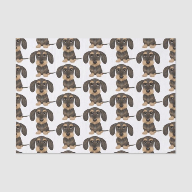 Papel De Seda Dachshund| Cachorro Teckel Cute Patterado (Frente )