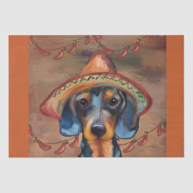 Papel De Seda Dachshund Cinco de Mayo (Frente )