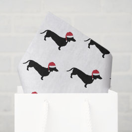 Papel De Seda Dachshund com um chapéu de Papai Noel Natal