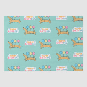 Papel De Seda Dachshund Dog Feliz Aniversário