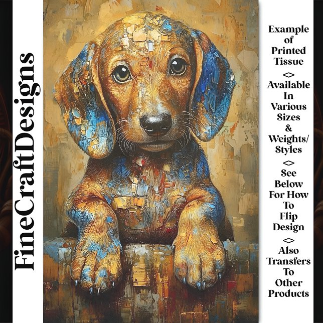Papel De Seda Dachshund Dog Puppy Oil Portrait BV1 Decoupage (Criador carregado)