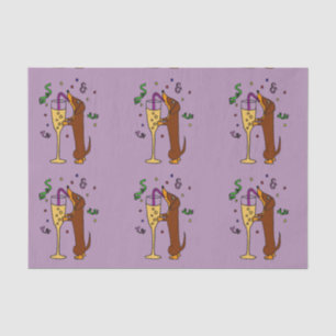 Papel De Seda Dachshund engraçado que bebe Champagne