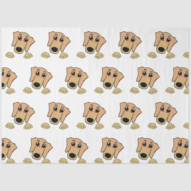 Papel De Seda dachshund fawn e tan peeking cartoon (Frente )