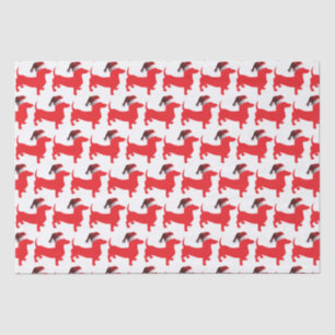 Papel De Seda Dachshund que veste um chapéu de Papai Noel para 