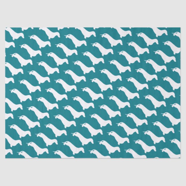 Papel De Seda Dachshund silhout White + suas ideias (Frente )