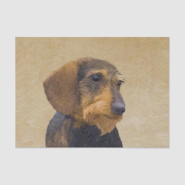 Papel De Seda Dachshund (Wirehaired): Pintura original de cães (Frente )
