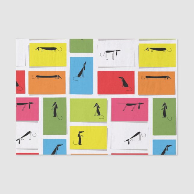 Papel De Seda Dachshunds coloridos (Frente )