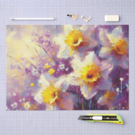 Papel De Seda Daffodil Descamação Amarelo Púrpura Floral