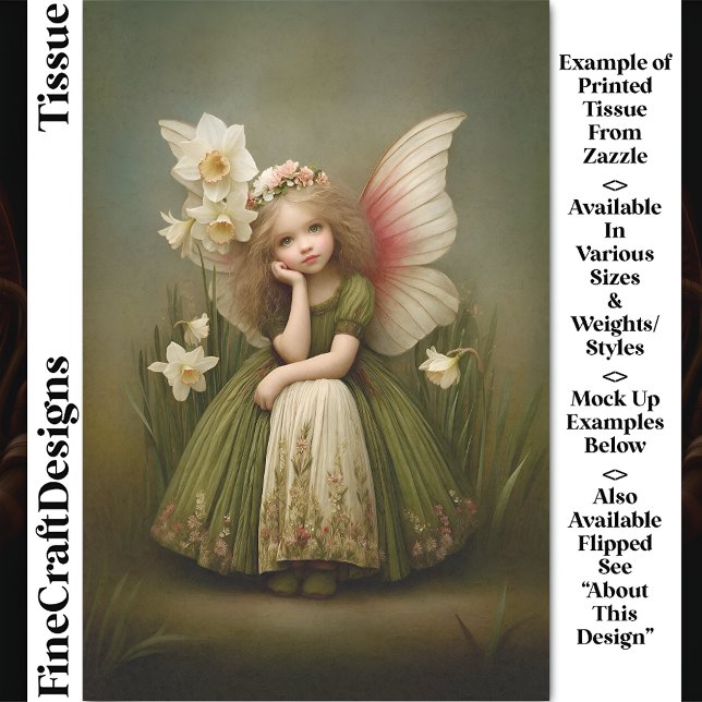 Papel De Seda Daffodil Fairy Girl in Green DL5L Decoupage (Criador carregado)