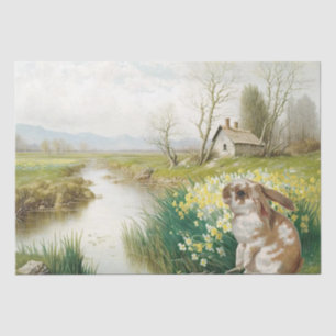 Papel De Seda Daffodil Flower Rabbit Stream Primavera Decoupage