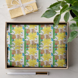 Papel De Seda Daffodils Amarelo e Coelho da Páscoa Flor