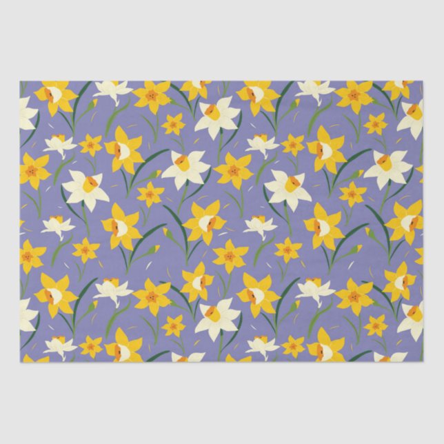 Papel De Seda Daffodils em Blue Purple (Frente )