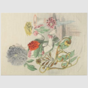 Papel De Seda Dahlia Lady Floral Decoupage Paper Vintage