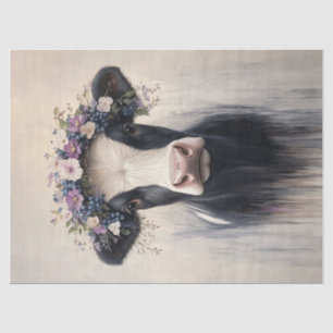 Papel De Seda Dairy Cow Purple Flower Crown Decoupage