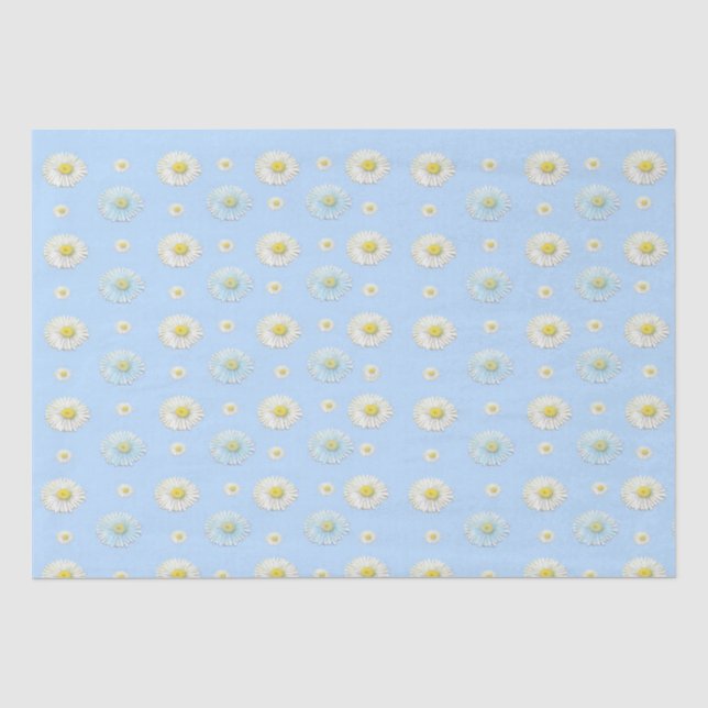 Papel De Seda Daisy Pattern sobre fundo azul claro (Frente )