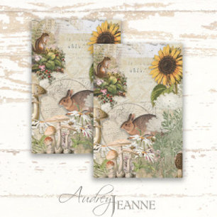 Papel De Seda Daisy Rabbit Ephemera Floral Sunflower Daisy Rabbi