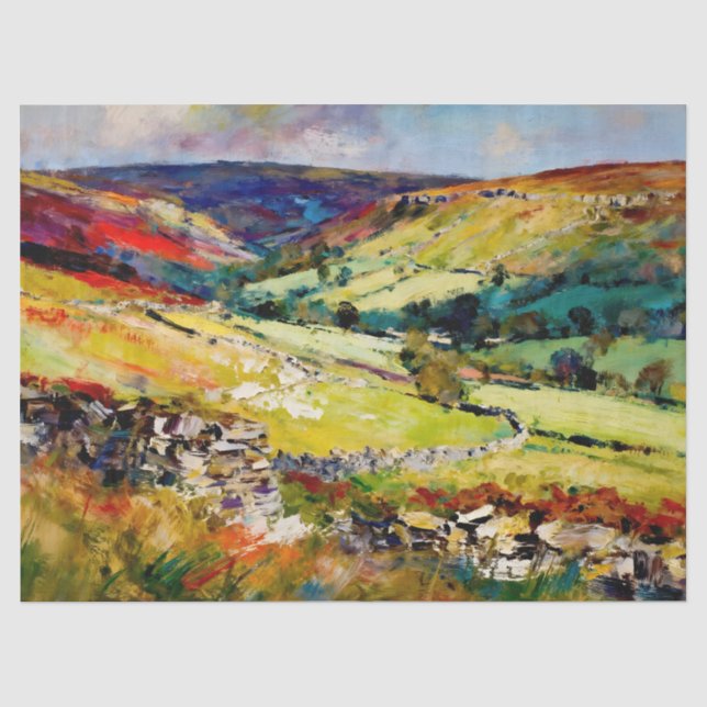 Papel De Seda "Dales in Bloom" - Uma paisagem de Yorkshire (Frente )