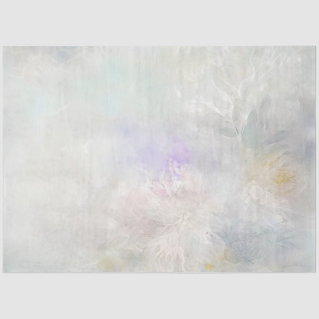 Papel De Seda Dálias Florais Pastéis Delicadas (Frente )