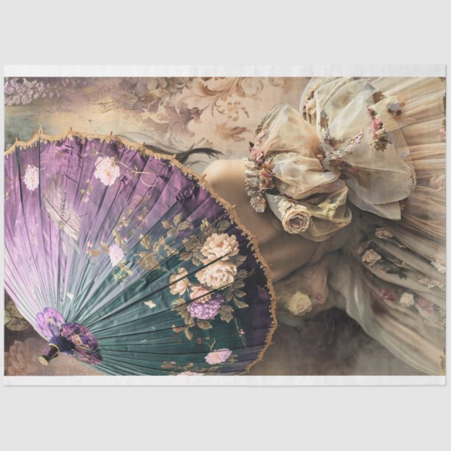 Papel De Seda Dama com Guarda-Chuva, Elegância Francesa (Frente )