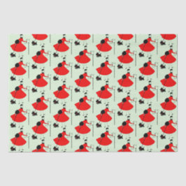 Papel De Seda Dama de Natal Vintage de 1950 com Cachorro Envolve