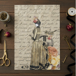 Papel De Seda Dama de Ouro Vitoriana Antiga Steampunk Vintage