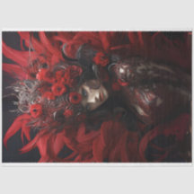 Dama em pena vermelha e desacoplamento em fundo pr