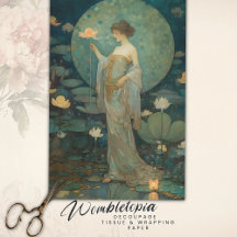 Dama Encantada em uma Decoupage do Jardim de Lótus