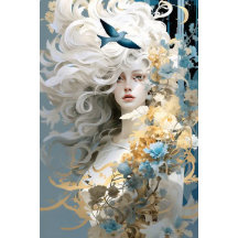 Dama exótica com decodificação de cabelo branco