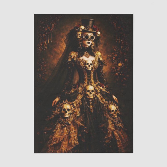 Papel De Seda Dama Gótica Steampunk, Decoupage FJ3R de Vestido c (Frente )