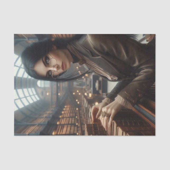 Papel De Seda Dama Vitoriana da Biblioteca Steampunk (Frente )