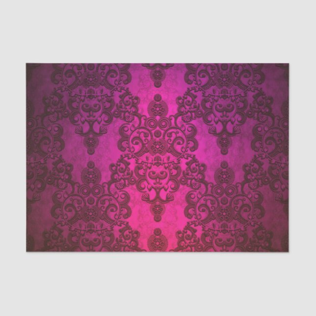 Papel De Seda Damasceno Magenta Profundo (Frente )