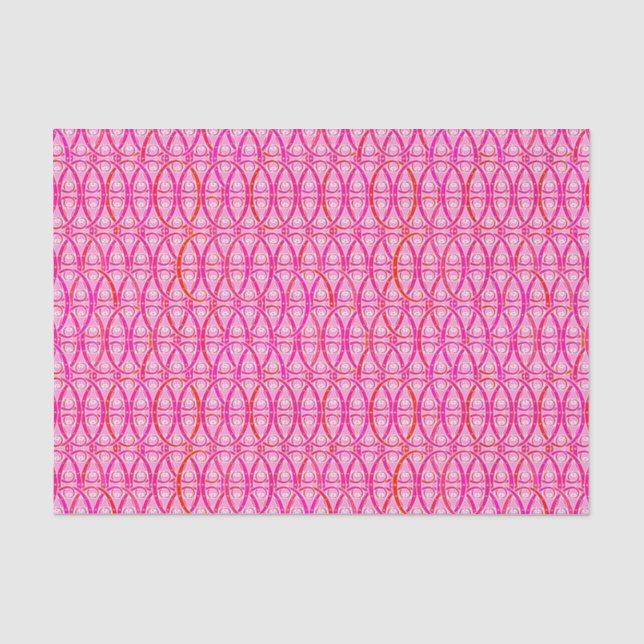 Papel De Seda Damasco árabe - rosa morango (Frente )