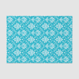 Papel De Seda Damasco azul e branco do Aqua