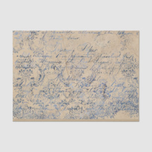 Papel De Seda Damasco Azul Elegante