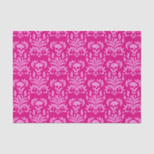 Papel De Seda Damasco com chama crônica, cor-de-rosa com efeito