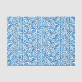 Papel De Seda Damasco do azul do inverno