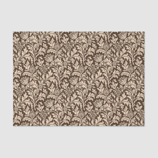 Papel De Seda Damasco do cardo de William Morris, Taupe Tan & (Frente )