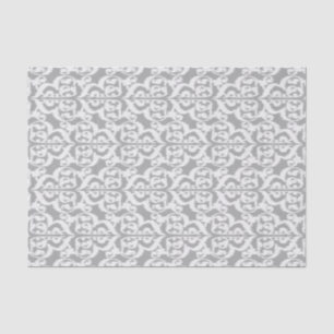 Papel De Seda Damasco do Moorish de Ikat - cinzas de prata e