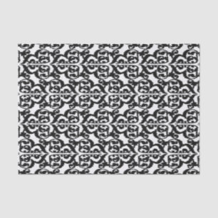 Papel De Seda Damasco do Moorish de Ikat - preto e branco