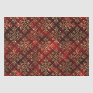 Papel De Seda Damasco Elegante de Natal de Férias Dourado