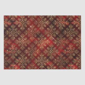 Papel De Seda Damasco Elegante de Natal de Férias Dourado