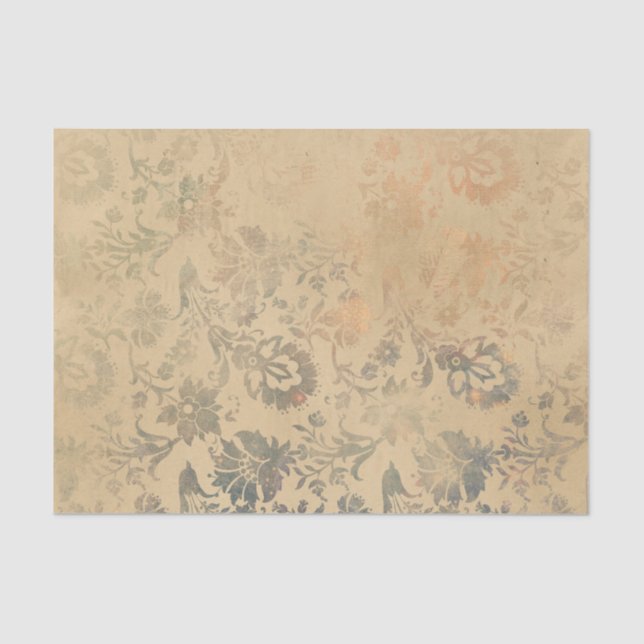 Papel De Seda Damasco Floral Antiquado (Frente )