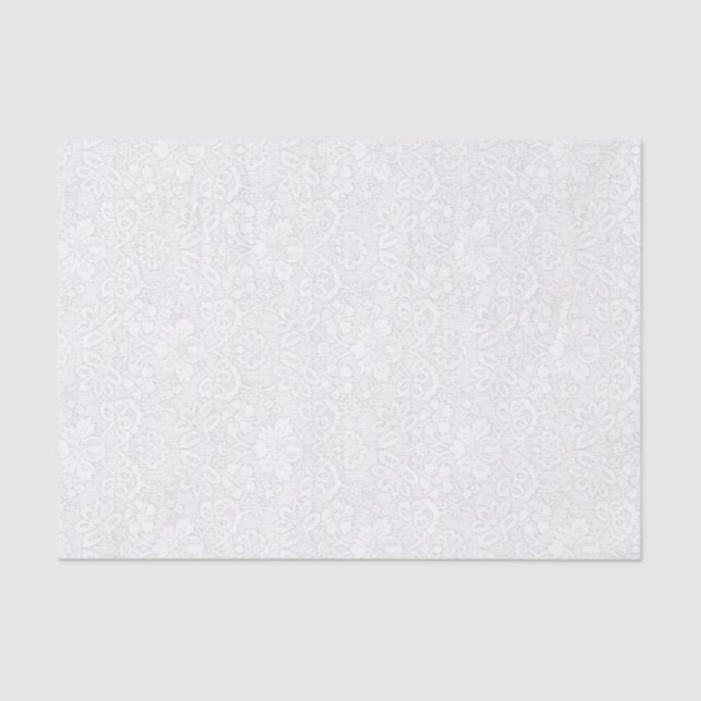 Papel De Seda Damasco floral branco bonito (Frente )