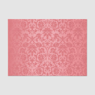 Papel De Seda Damasco floral coral cor-de-rosa