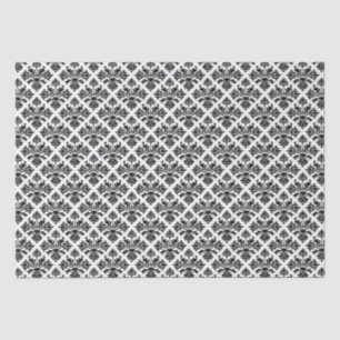 Papel De Seda Damasco Floral de cor ruim nº 3 em branco BG pret