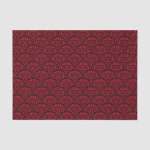Papel De Seda Damasco Floral Preto e Rosa vermelha