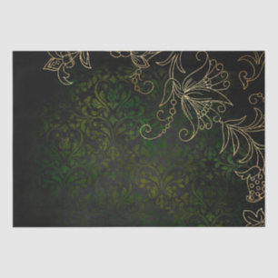 Papel De Seda Damasco Floral Vintage Ouro Grunge
