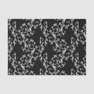 Papel De Seda Damasco preto e branco