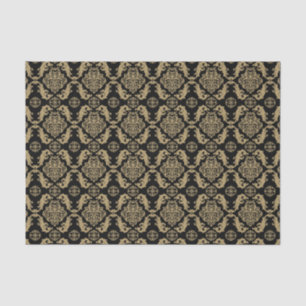 Papel De Seda Damasco preto-e-ouro legante